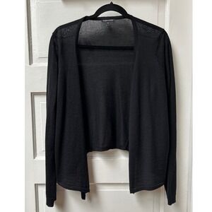 Eileen Fisher Black Royal Alpaca Open Soft Front Cardigan Sweater Large